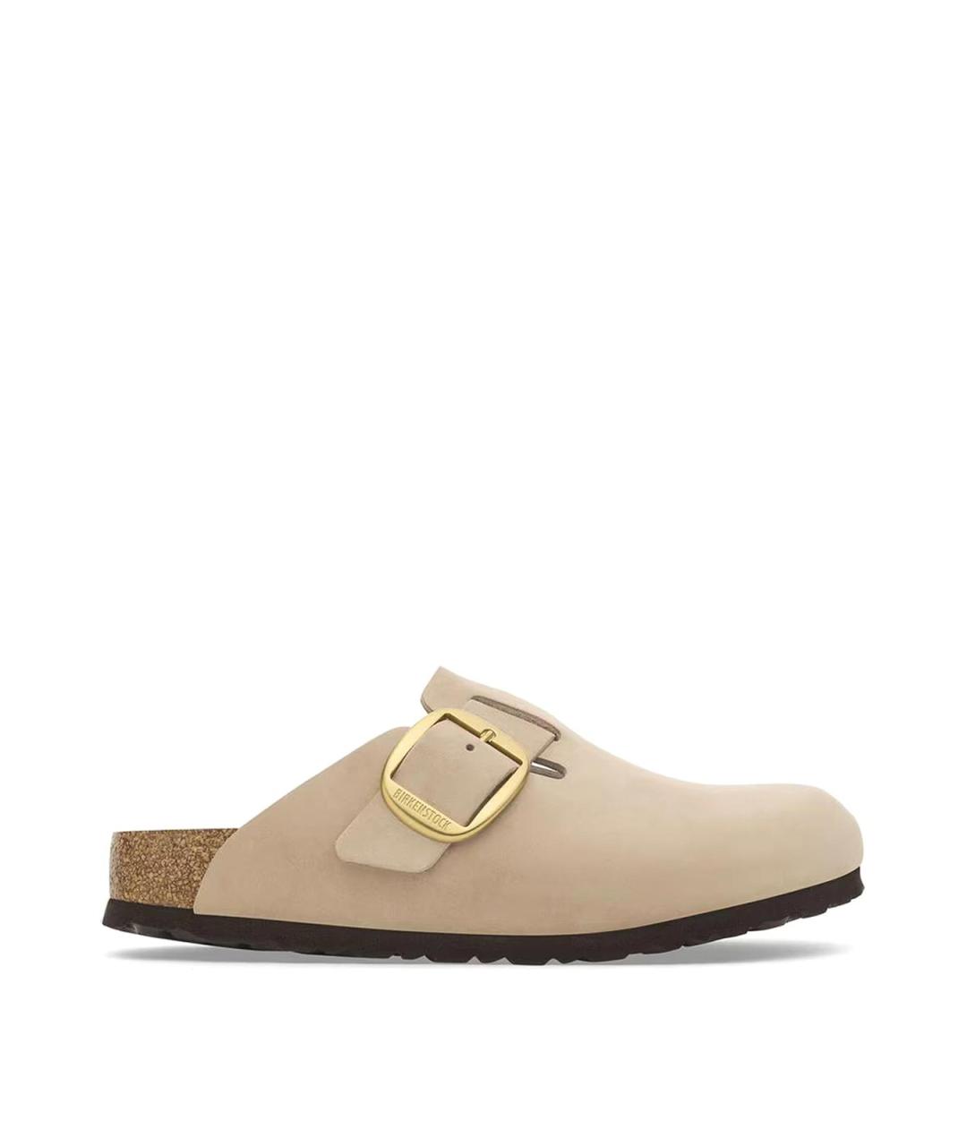 BIRKENSTOCK Бежевые кожаные мюли, фото 1