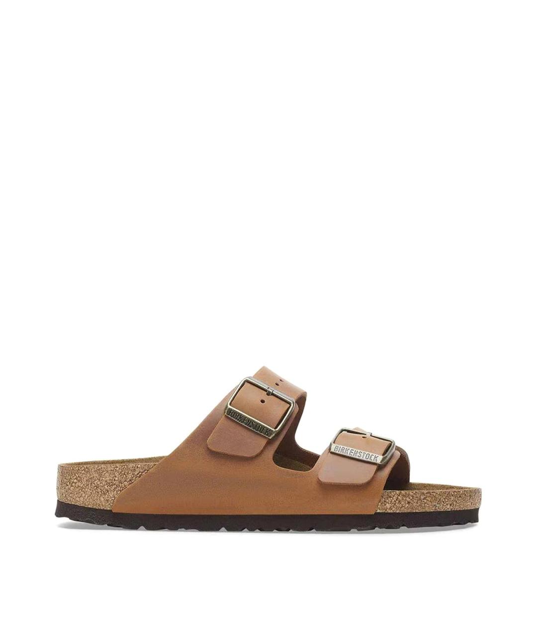 BIRKENSTOCK Коричневые кожаные сандалии, фото 1