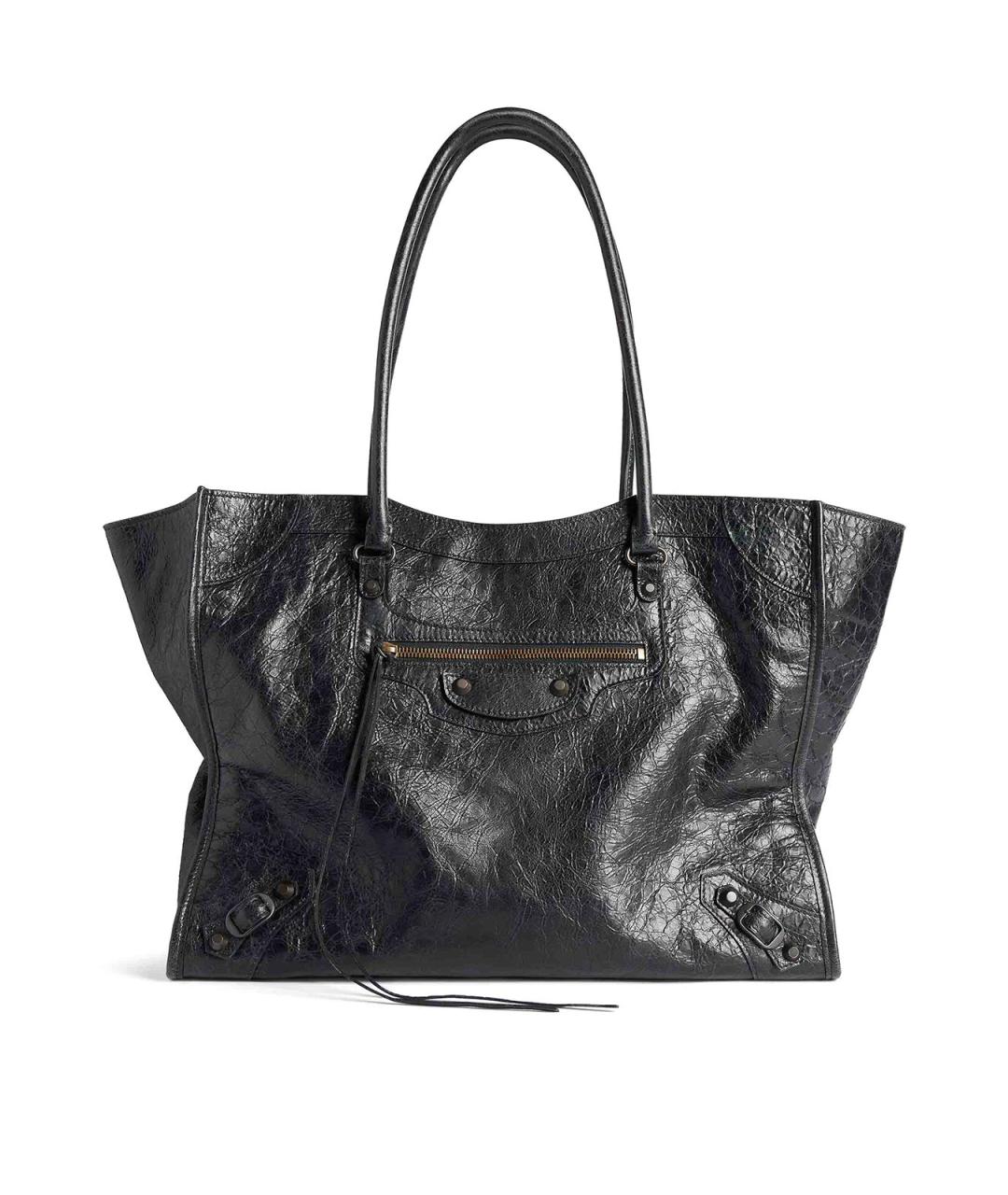 BALENCIAGA Черная кожаная сумка тоут, фото 1