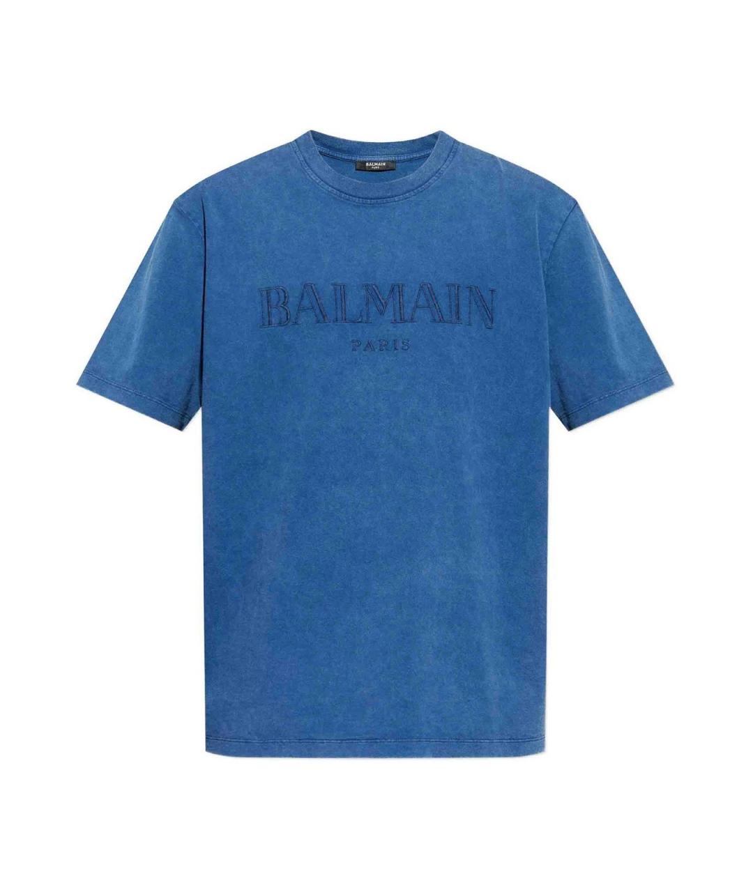 BALMAIN Синяя хлопковая футболка, фото 1