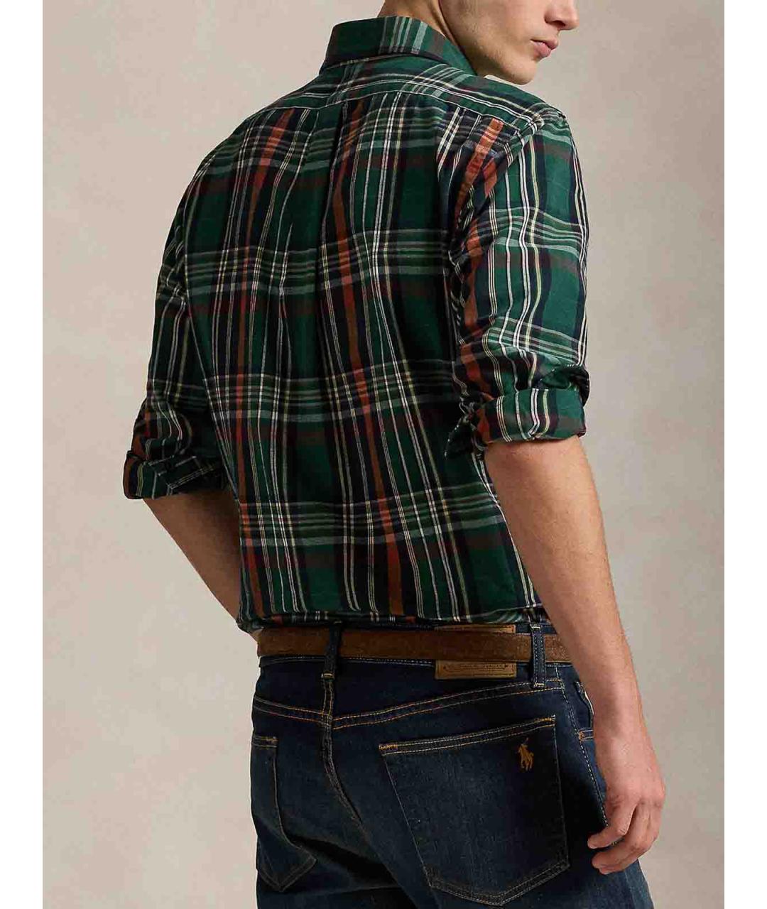 POLO RALPH LAUREN Зеленая хлопковая классическая рубашка, фото 3