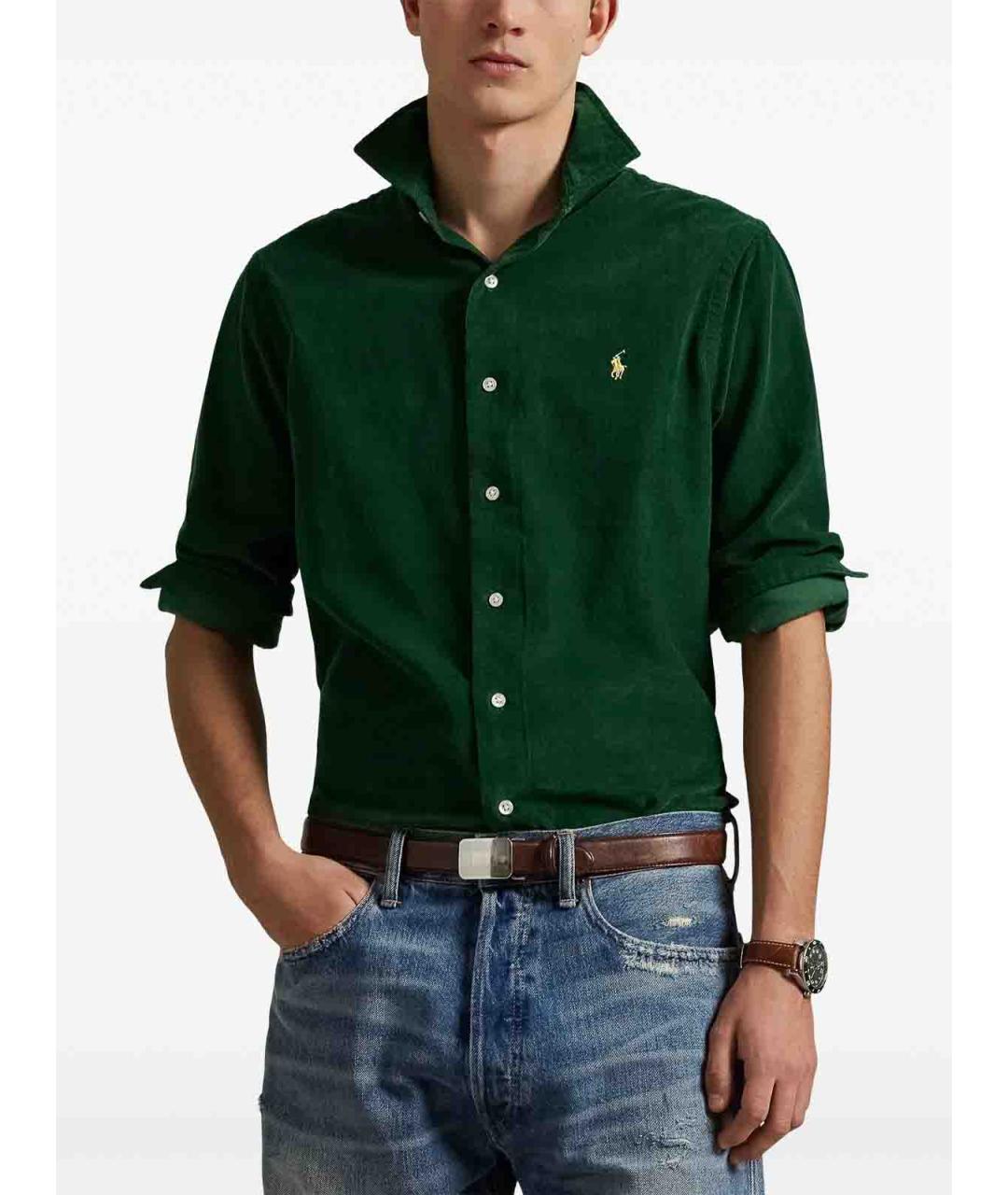 POLO RALPH LAUREN Зеленая хлопковая классическая рубашка, фото 3