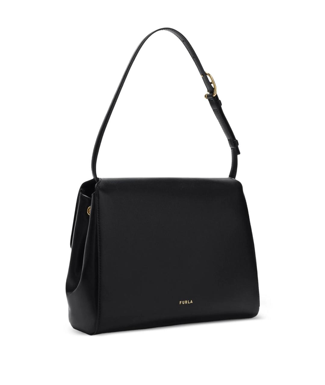 FURLA Черная кожаная сумка тоут, фото 2