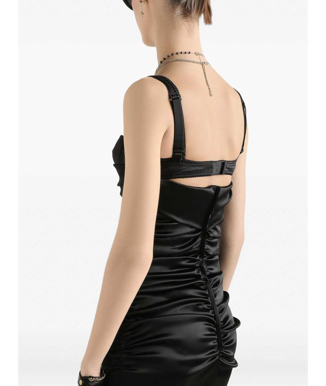 DOLCE&GABBANA Черное ацетатное коктейльное платье, фото 4