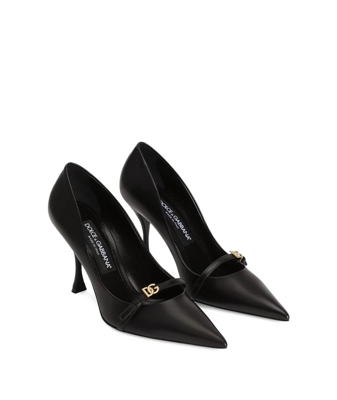 DOLCE&GABBANA Черные кожаные туфли, фото 2