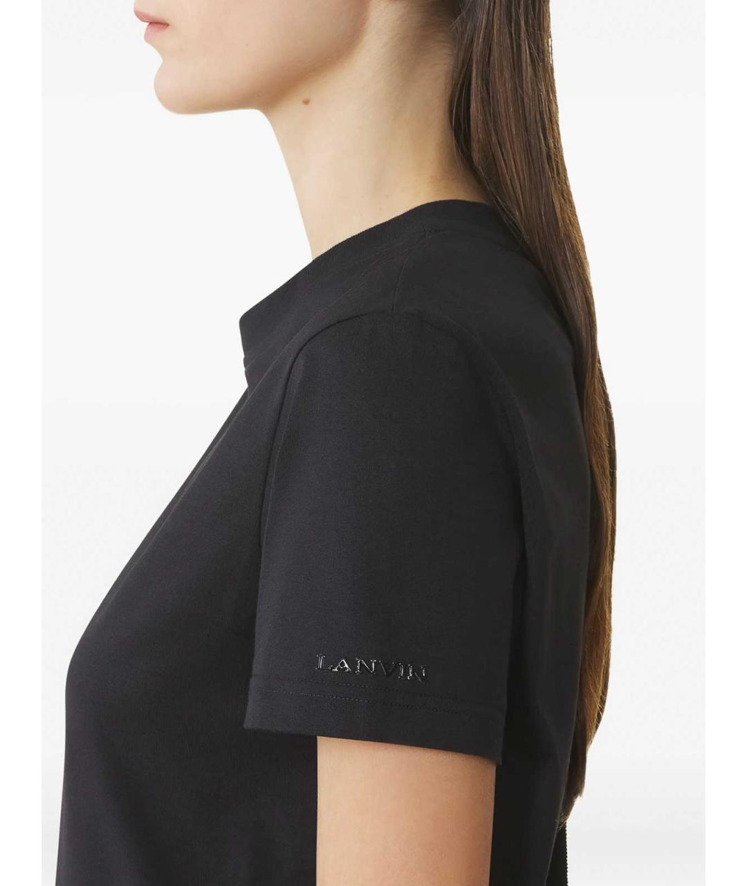 LANVIN Черная хлопковая футболка, фото 5