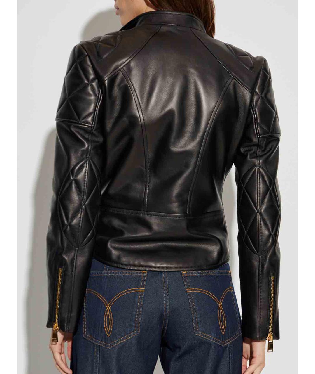 VERSACE Черная кожаная куртка, фото 4