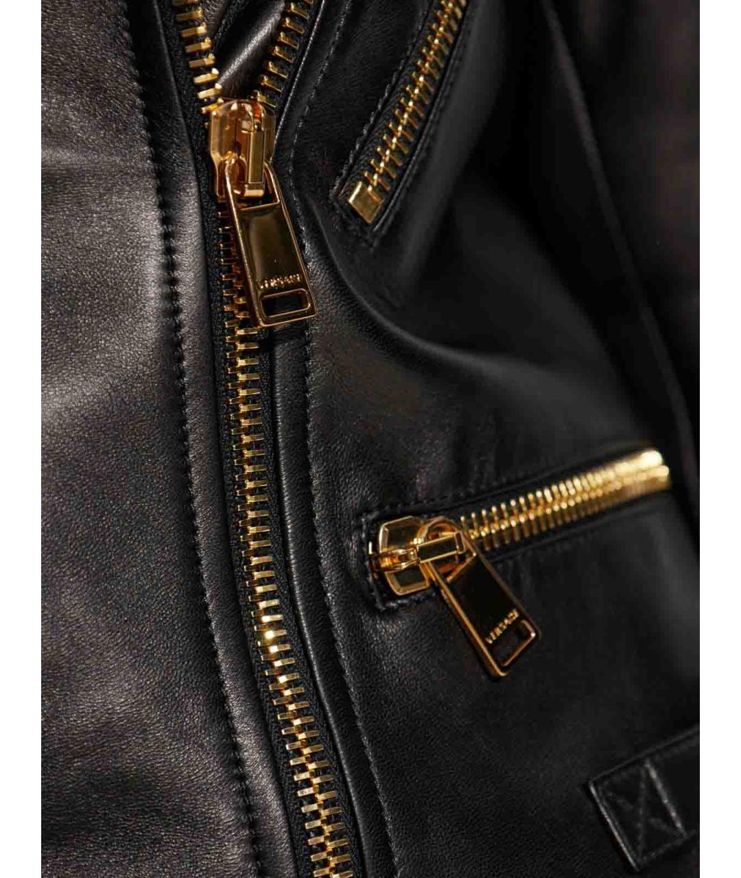 VERSACE Черная кожаная куртка, фото 5