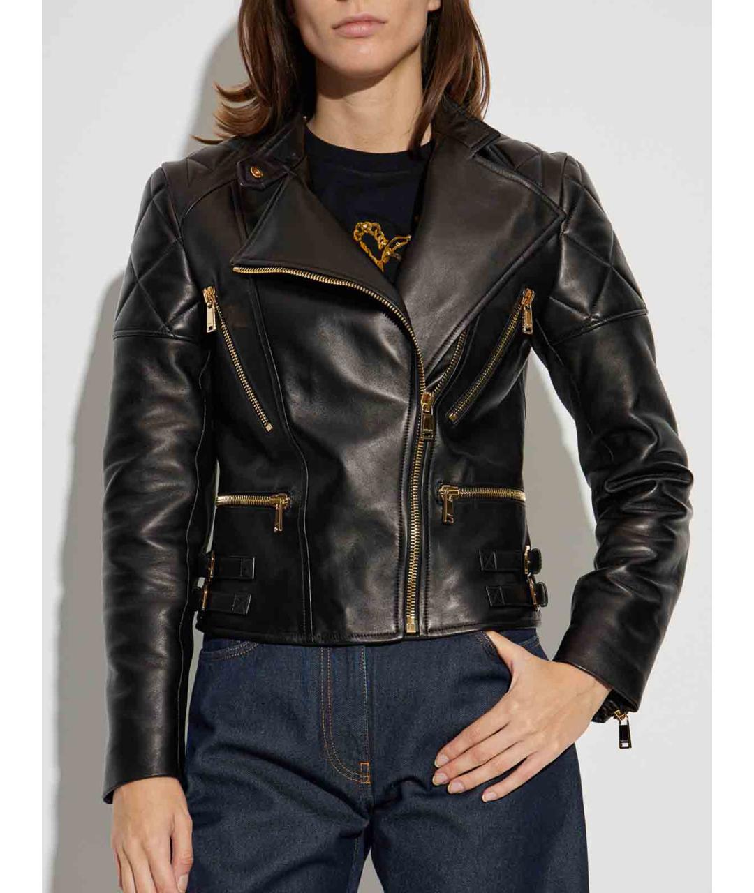 VERSACE Черная кожаная куртка, фото 3