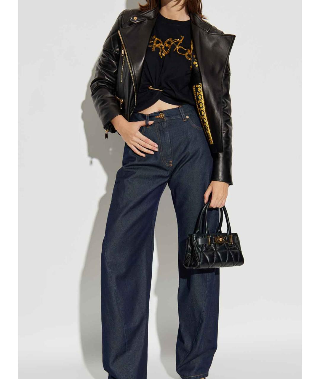 VERSACE Черная кожаная куртка, фото 2