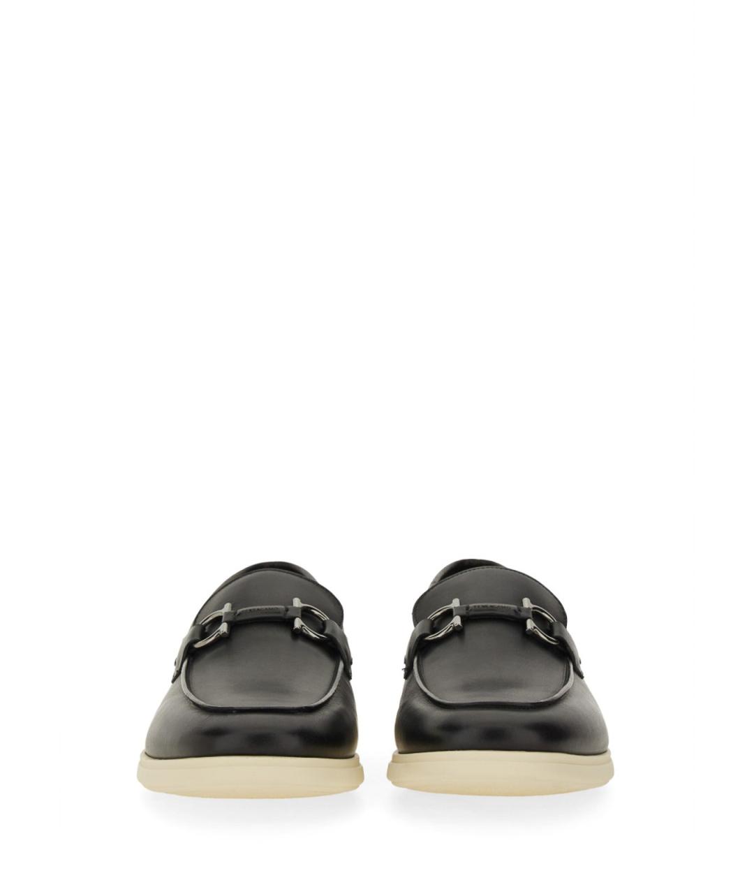FERRAGAMO Черные кожаные лоферы, фото 4