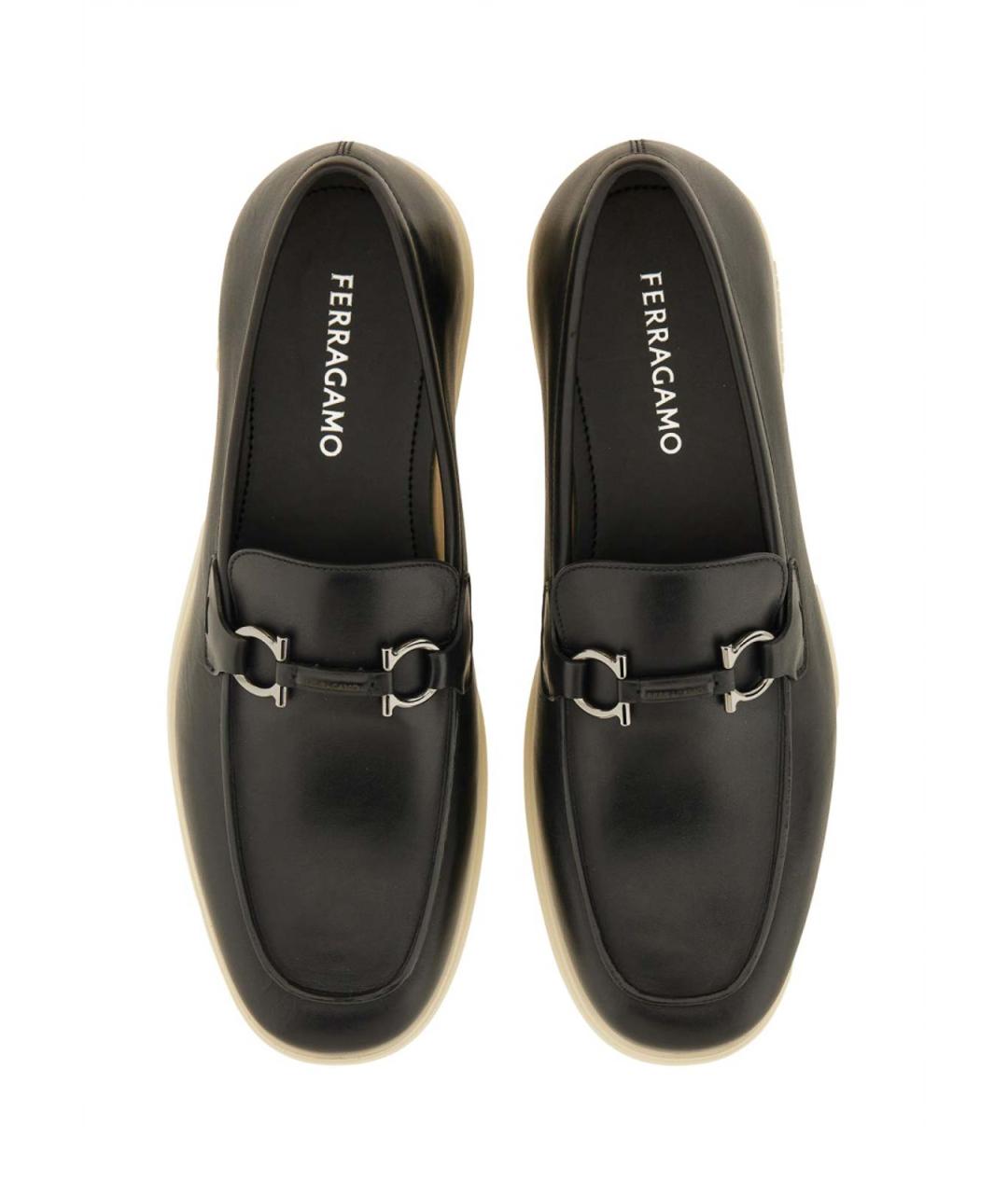FERRAGAMO Черные кожаные лоферы, фото 6