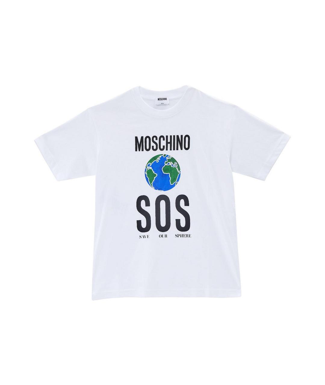 MOSCHINO Белая хлопковая футболка, фото 1