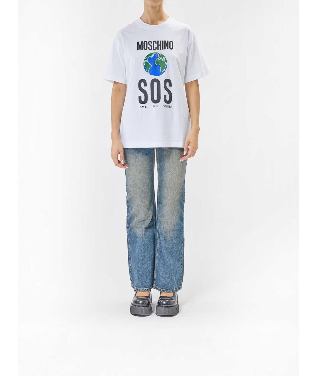 MOSCHINO Белая хлопковая футболка, фото 2