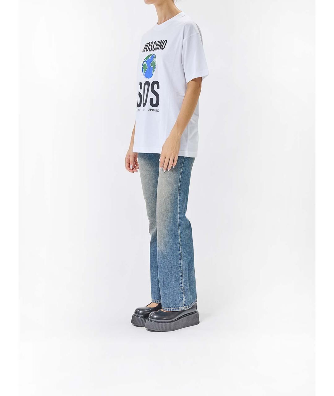 MOSCHINO Белая хлопковая футболка, фото 3