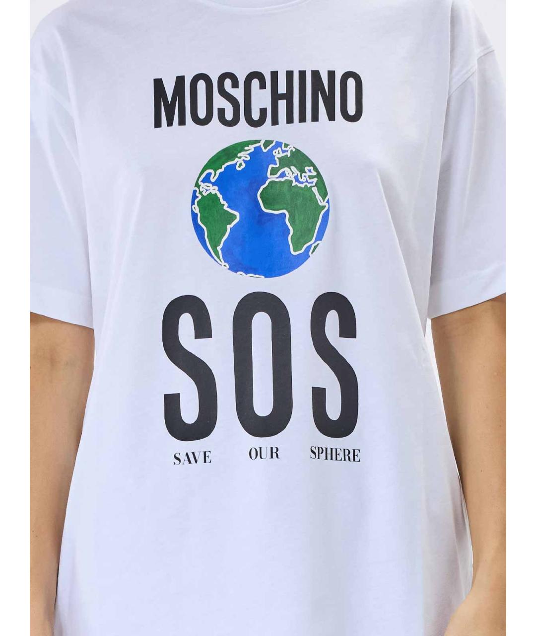 MOSCHINO Белая хлопковая футболка, фото 5