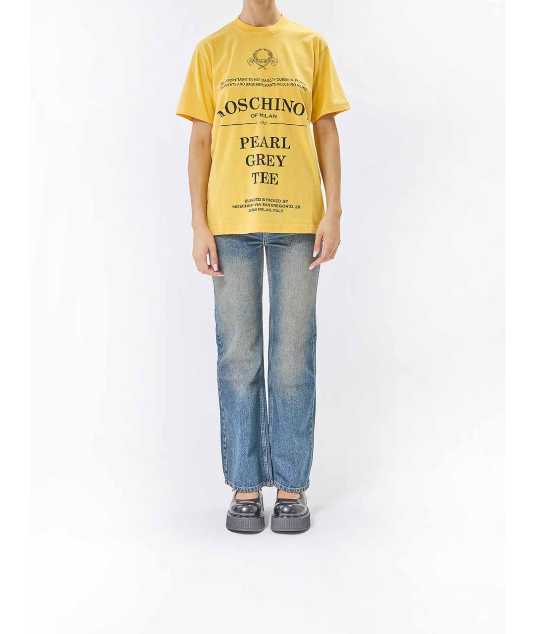 MOSCHINO Желтая хлопковая футболка, фото 2