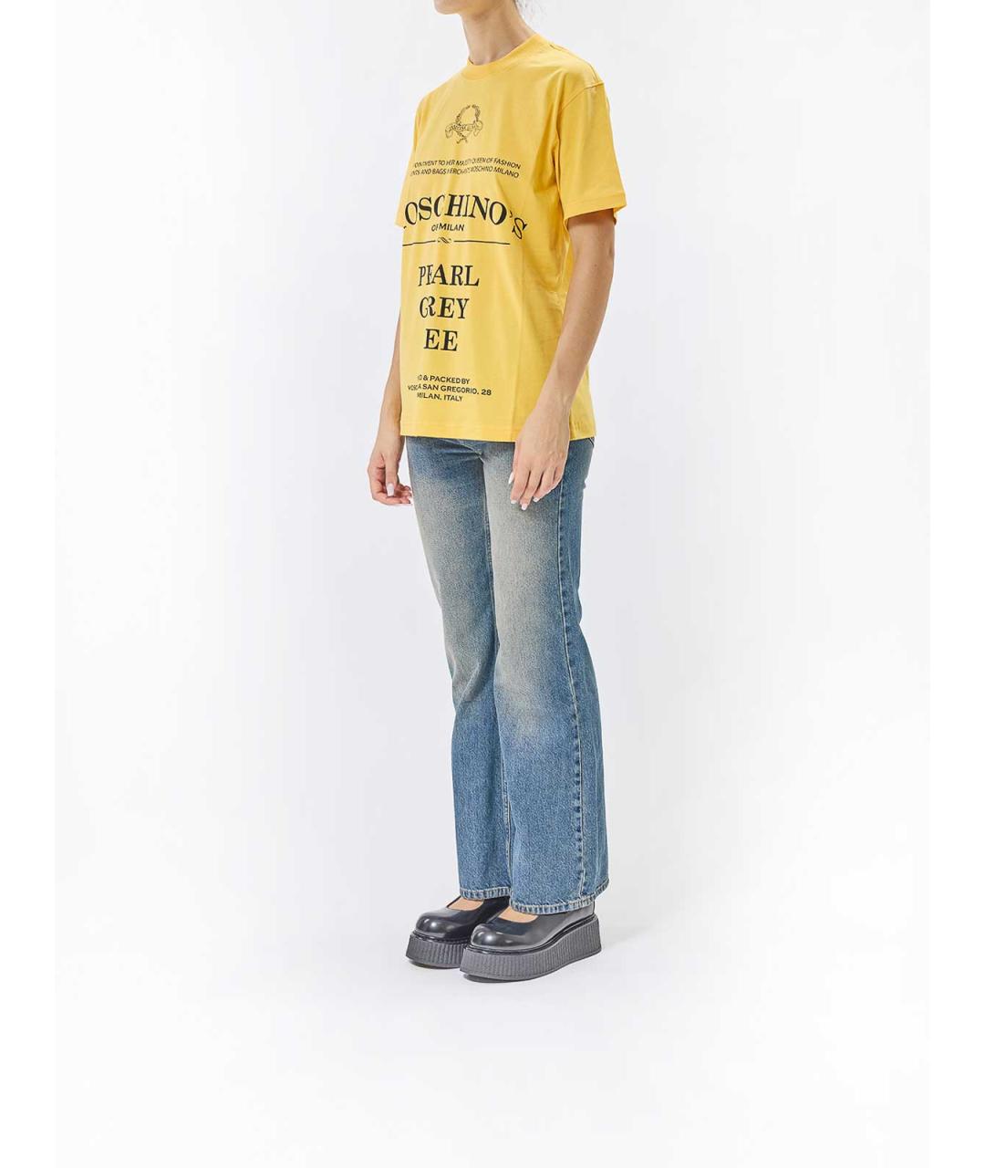 MOSCHINO Желтая хлопковая футболка, фото 3