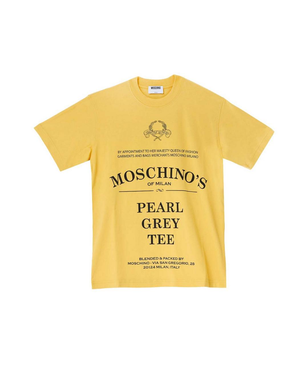MOSCHINO Желтая хлопковая футболка, фото 1