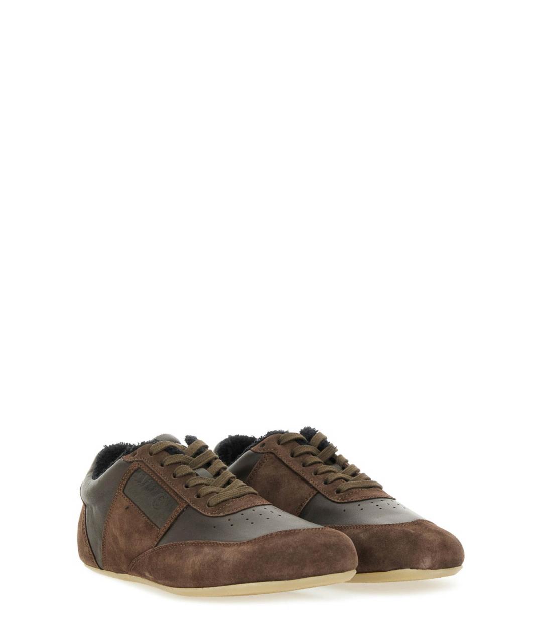 MM6 MAISON MARGIELA Коричневые кожаные кроссовки, фото 2