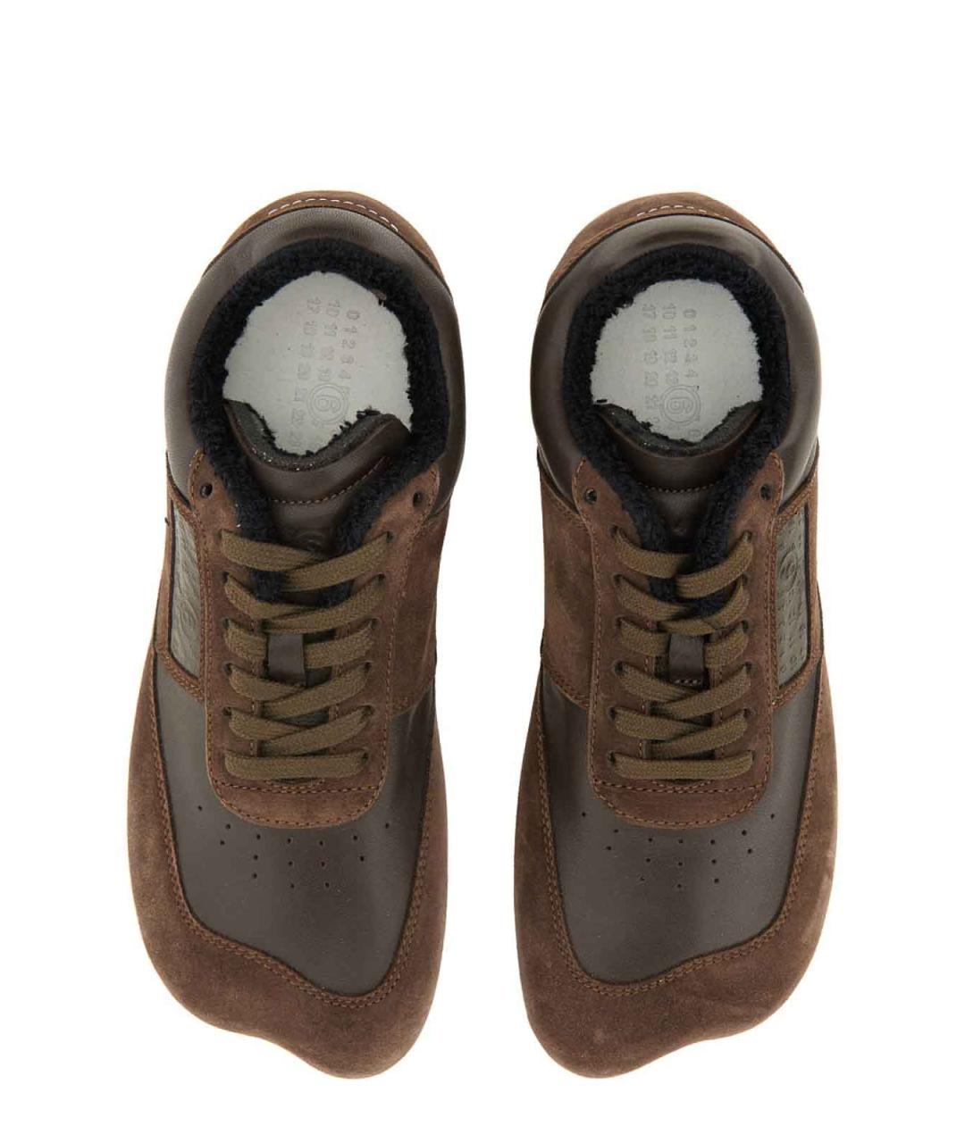 MM6 MAISON MARGIELA Коричневые кожаные кроссовки, фото 6