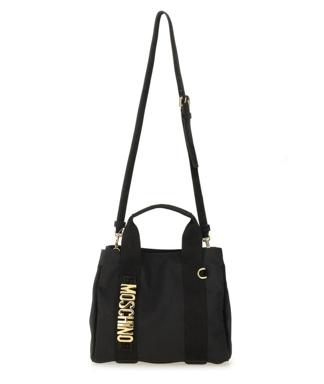 MOSCHINO Черная тканевая сумка тоут, фото 2