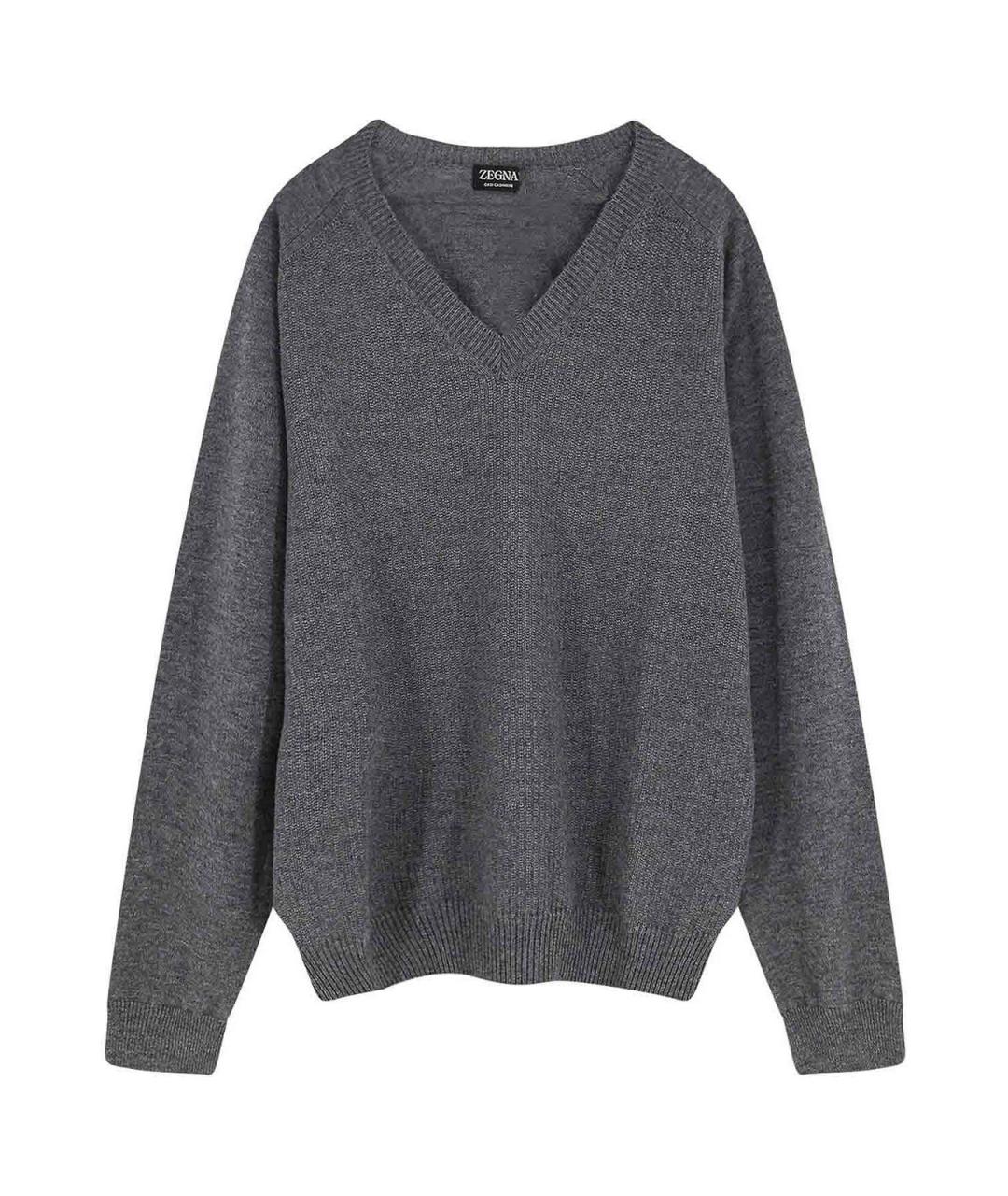 ZEGNA Серый кашемировый джемпер / свитер, фото 1