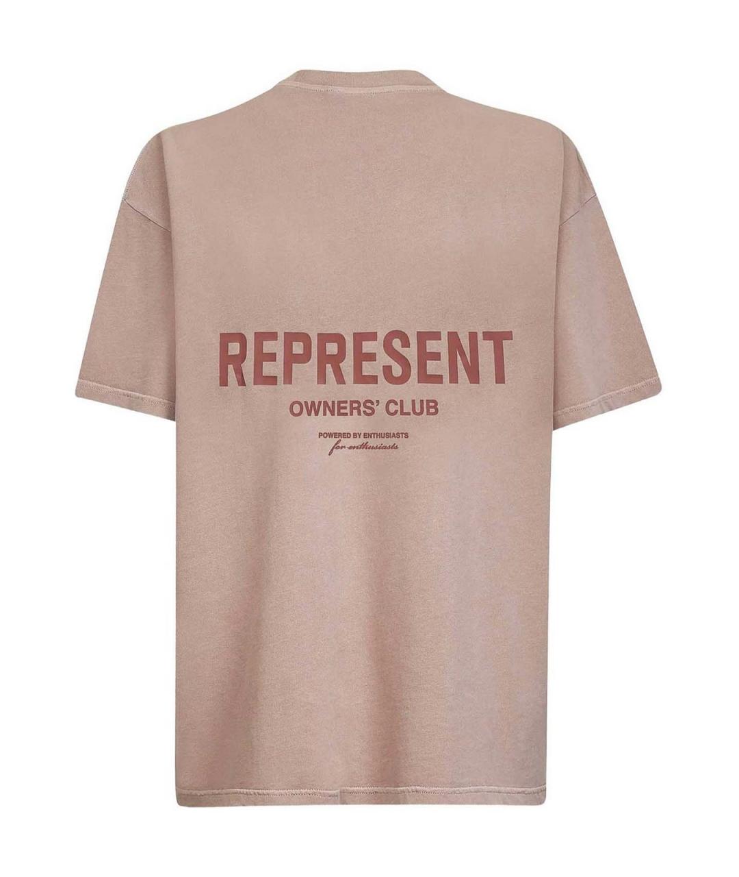 REPRESENT Бежевая хлопковая футболка, фото 2