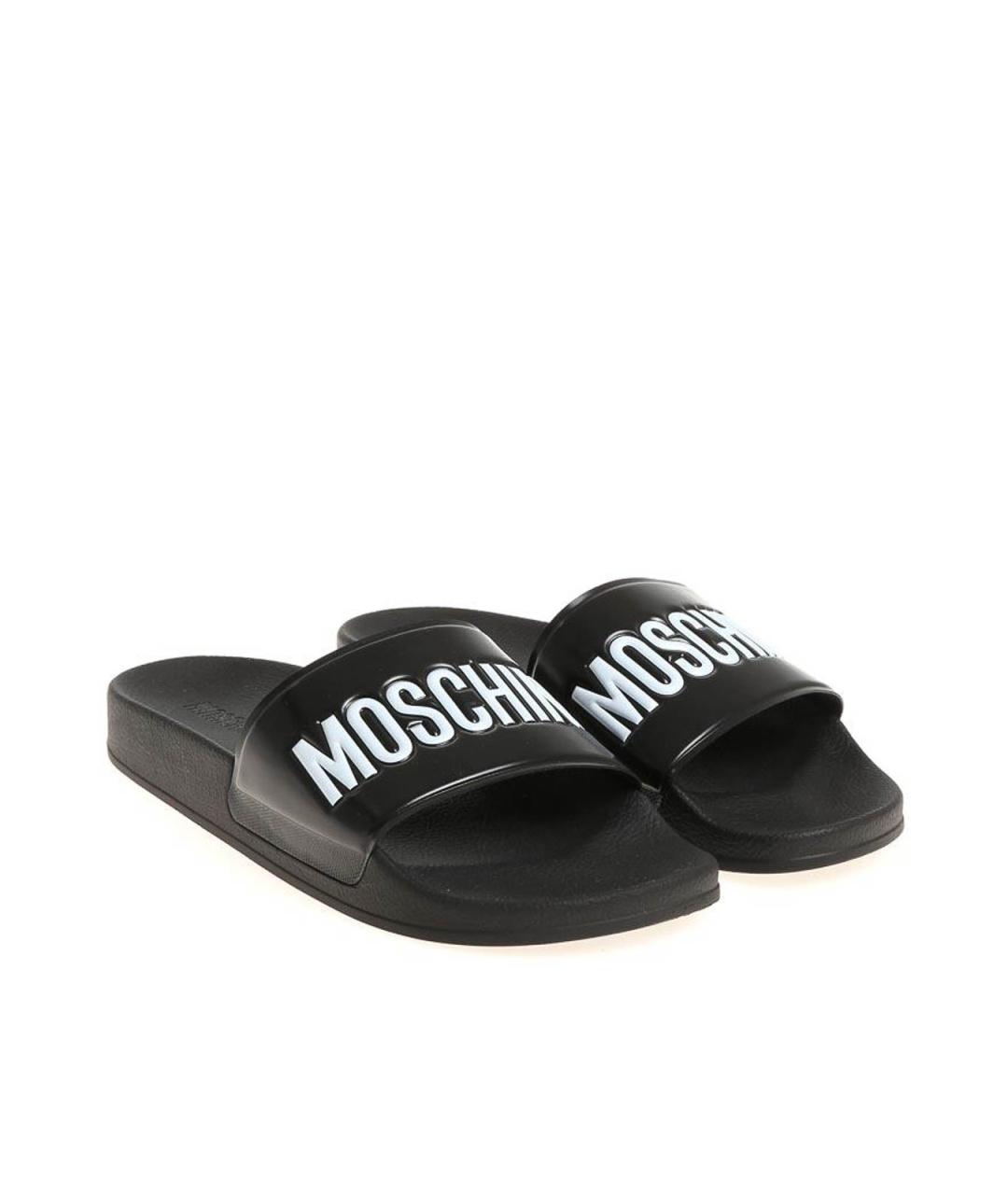 MOSCHINO Черные резиновые шлепанцы, фото 2