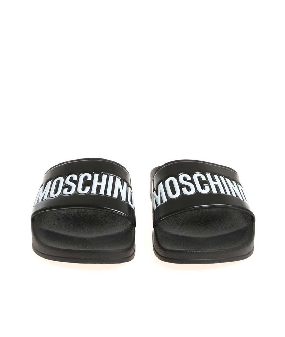 MOSCHINO Черные резиновые шлепанцы, фото 3