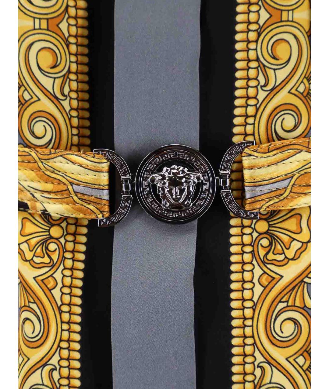 VERSACE Желтое шелковое повседневное платье, фото 2