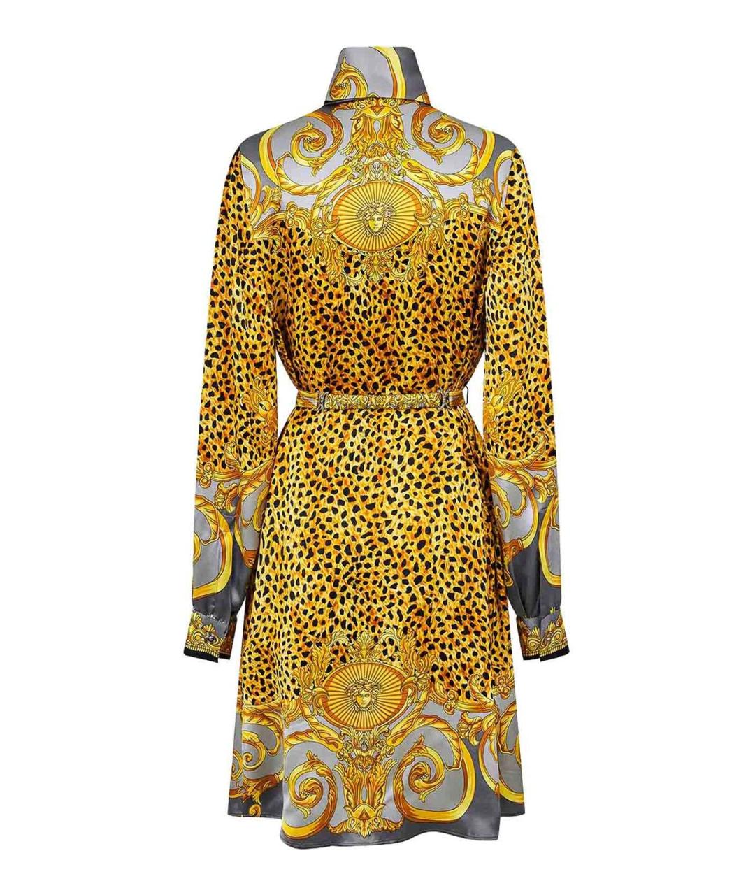 VERSACE Желтое шелковое повседневное платье, фото 1