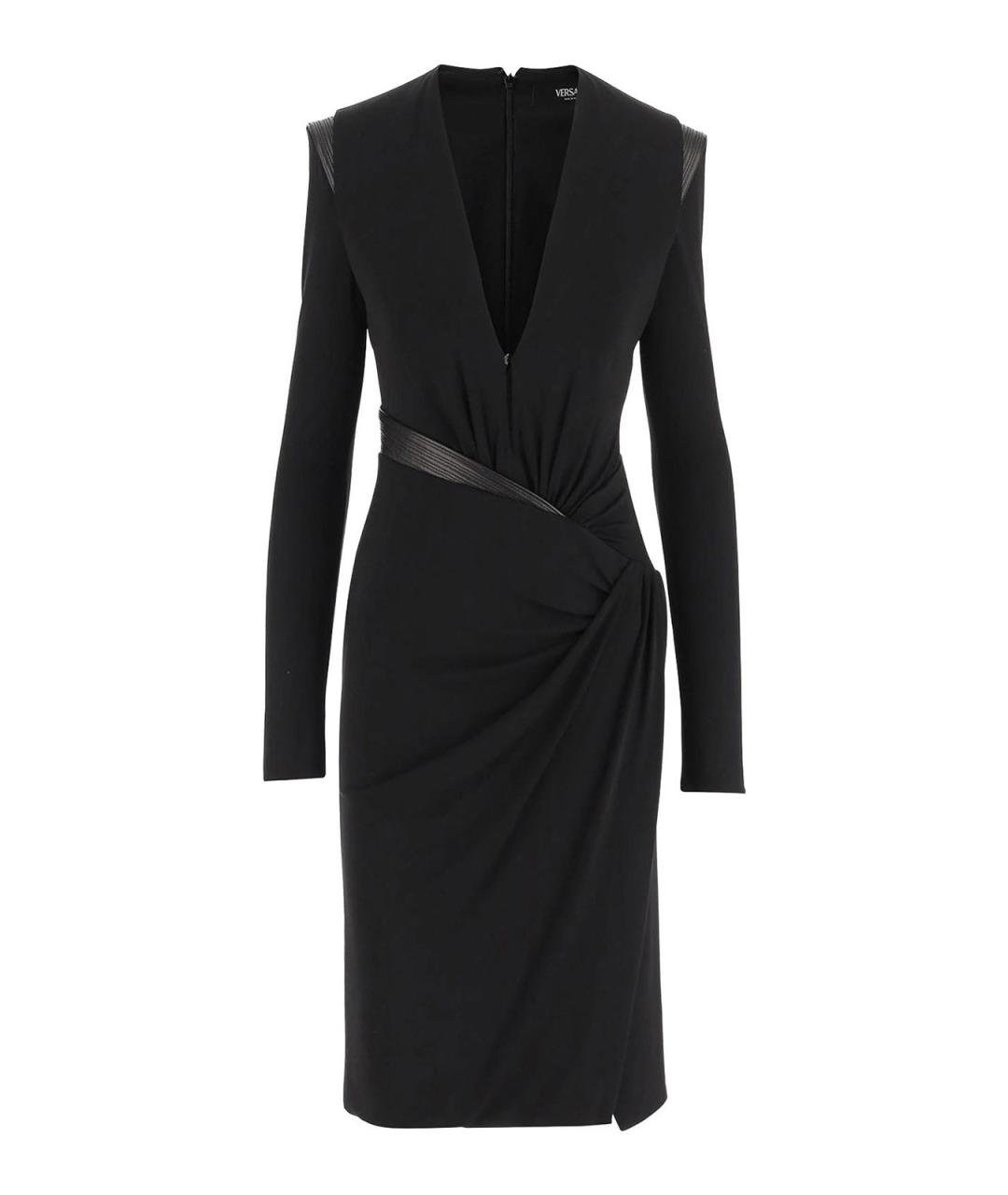 VERSACE Черное вискозное коктейльное платье, фото 1
