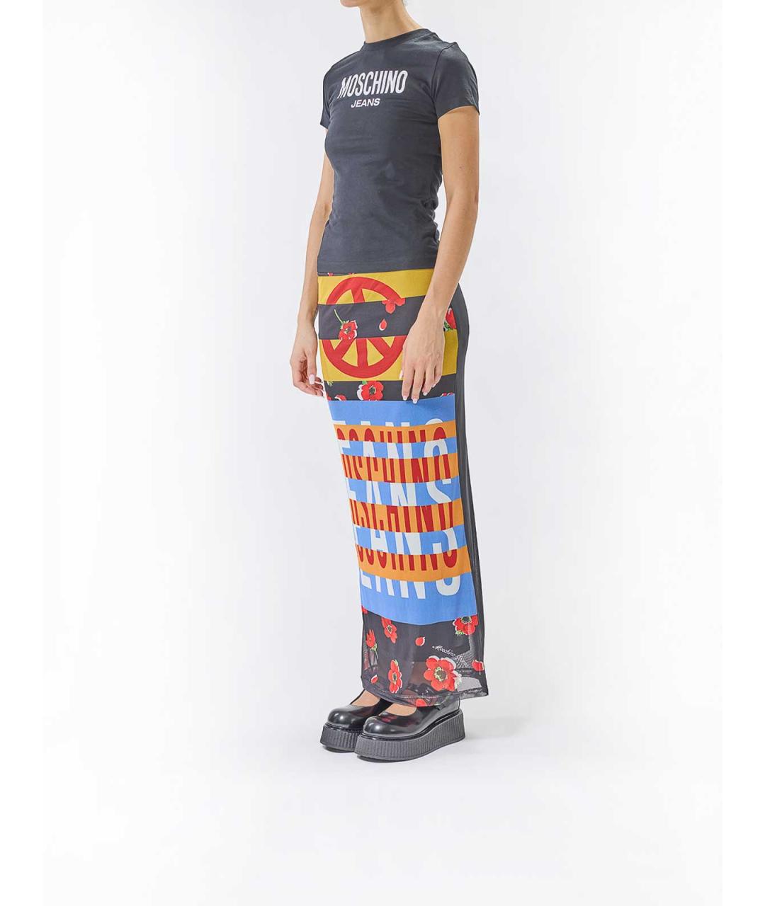 MOSCHINO JEANS Мульти полиэстеровая юбка миди, фото 3