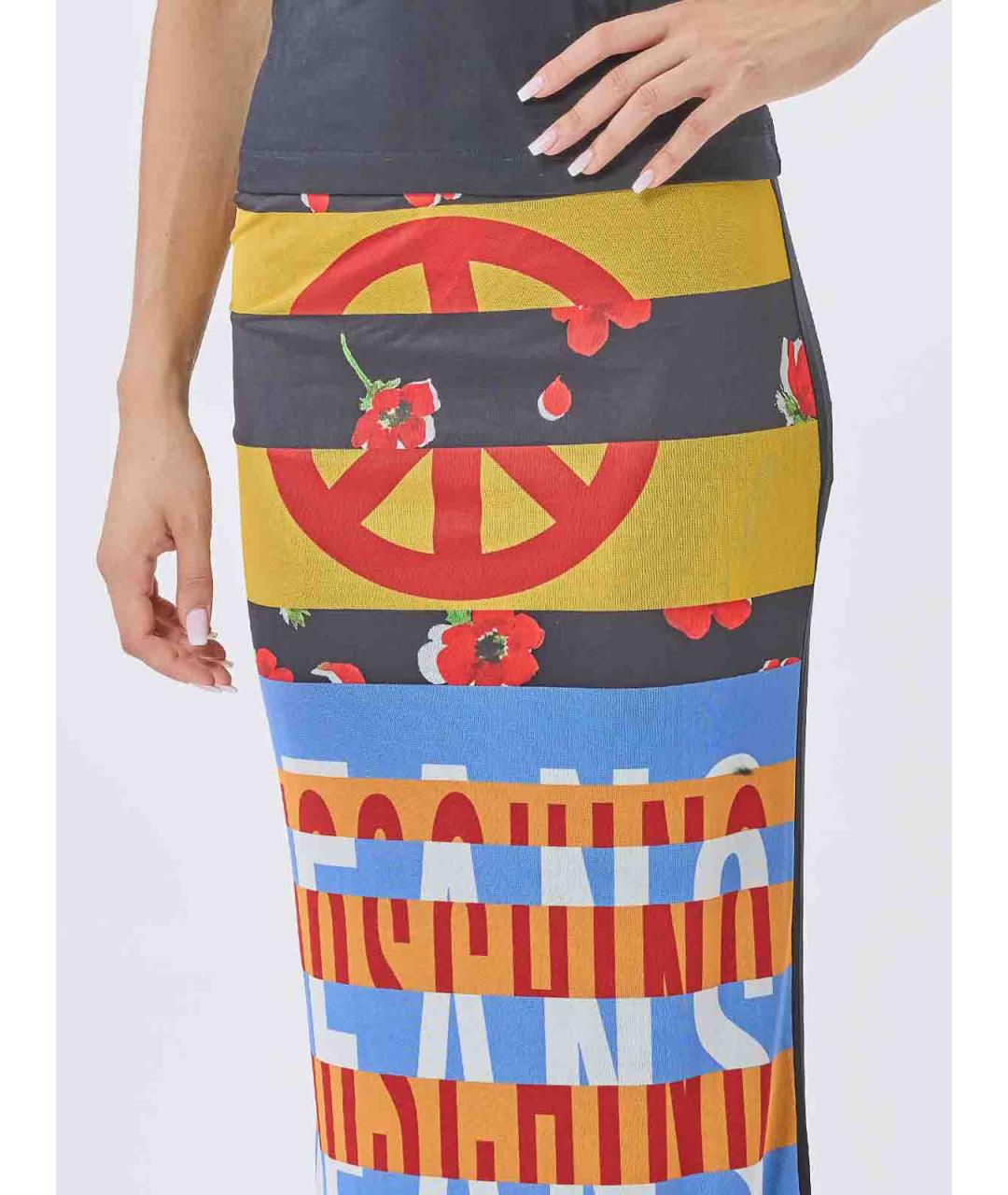 MOSCHINO JEANS Мульти полиэстеровая юбка миди, фото 4