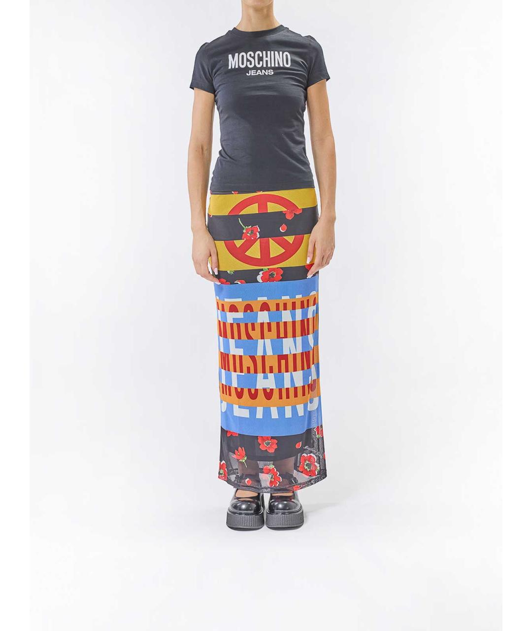 MOSCHINO JEANS Мульти полиэстеровая юбка миди, фото 2