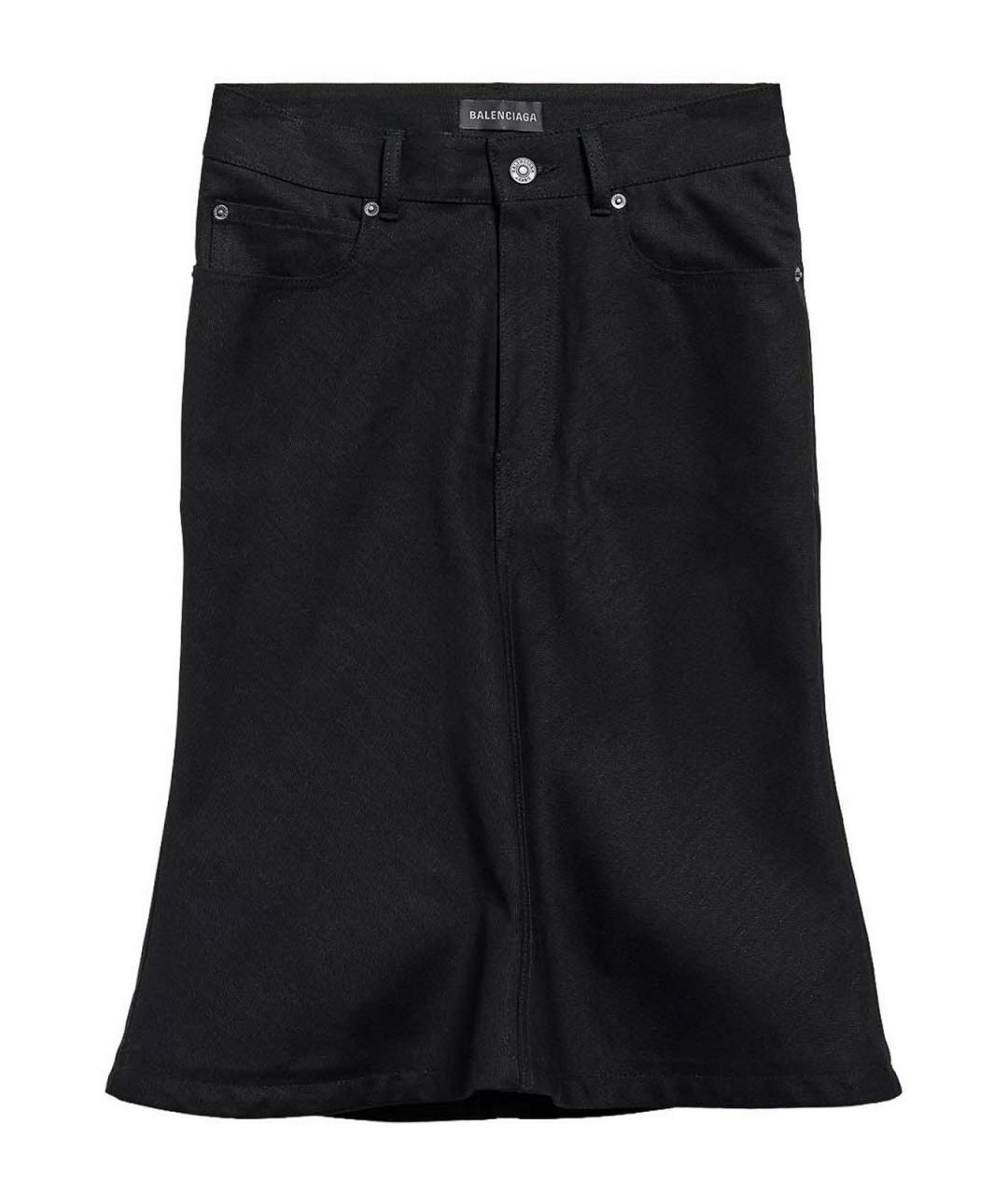 BALENCIAGA Черная хлопковая юбка миди, фото 1