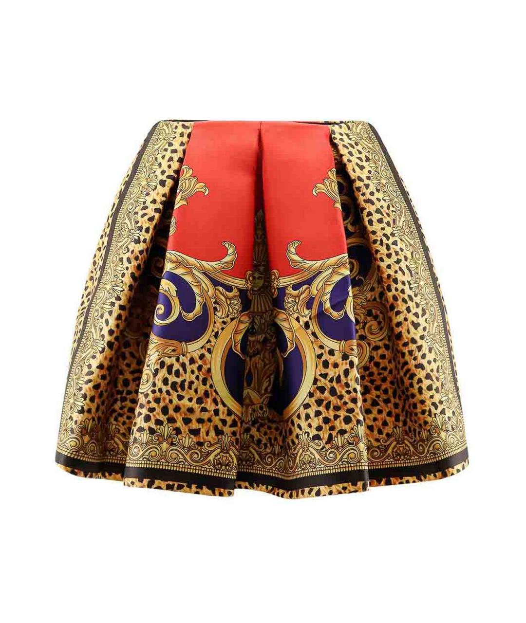 VERSACE Золотая ацетатная юбка мини, фото 1