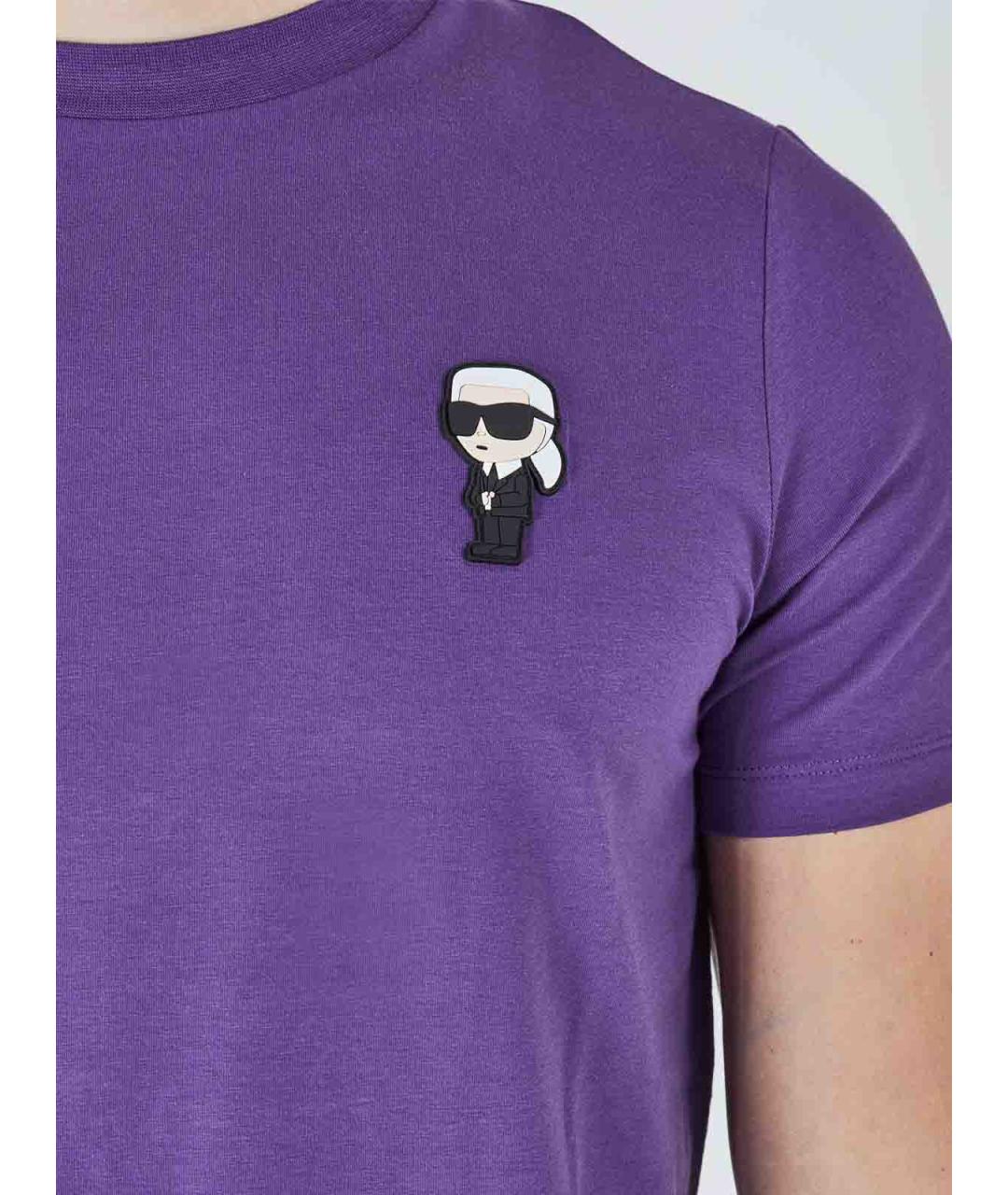 KARL LAGERFELD Фиолетовая хлопковая футболка, фото 5