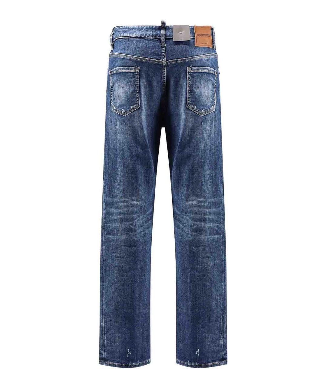 DSQUARED2 Синие хлопковые прямые джинсы, фото 2