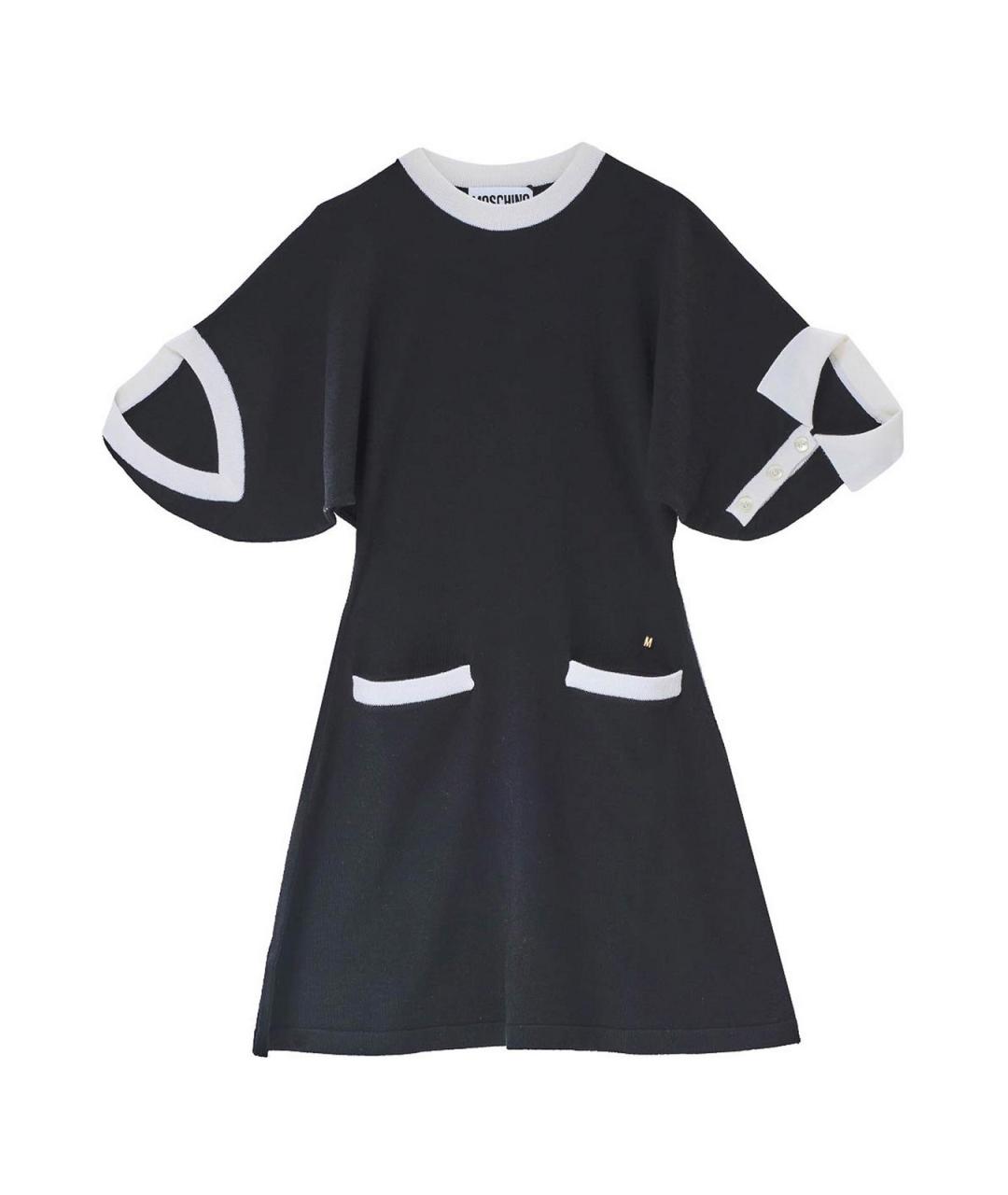 MOSCHINO Черное шерстяное повседневное платье, фото 1