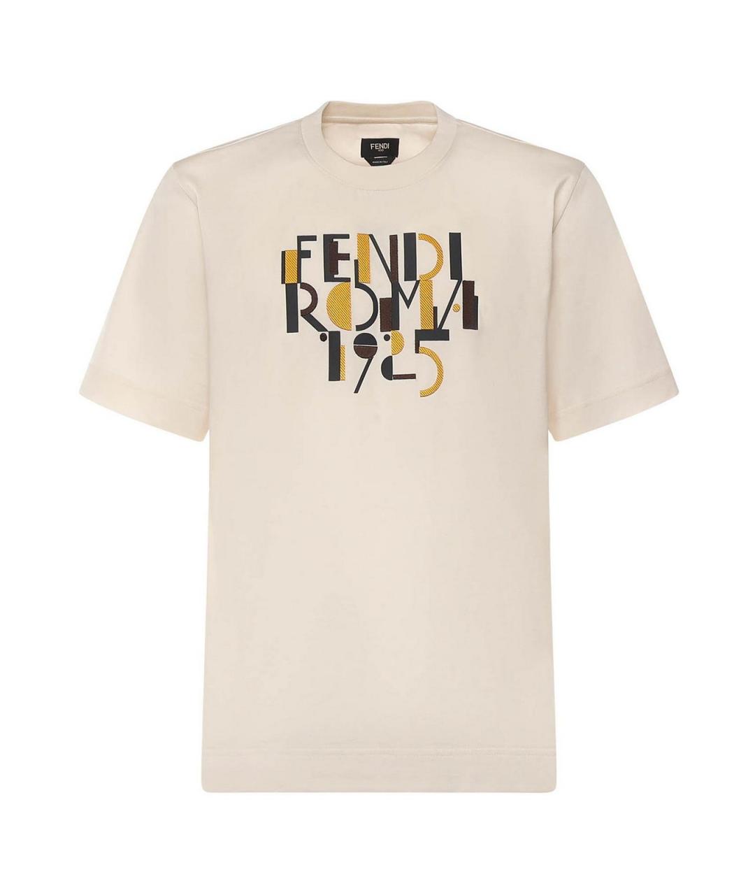 FENDI Бежевая хлопковая футболка, фото 1