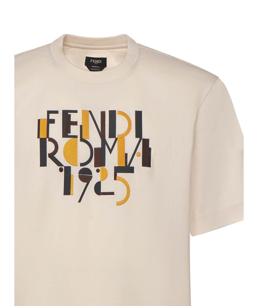 FENDI Бежевая хлопковая футболка, фото 2