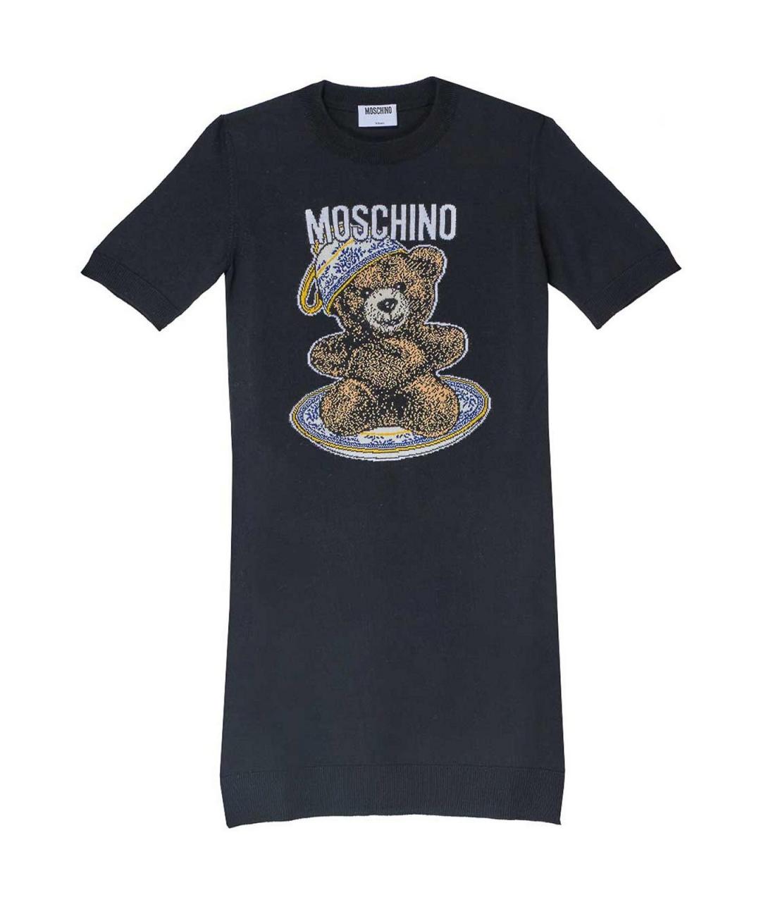 MOSCHINO Черное шерстяное повседневное платье, фото 1