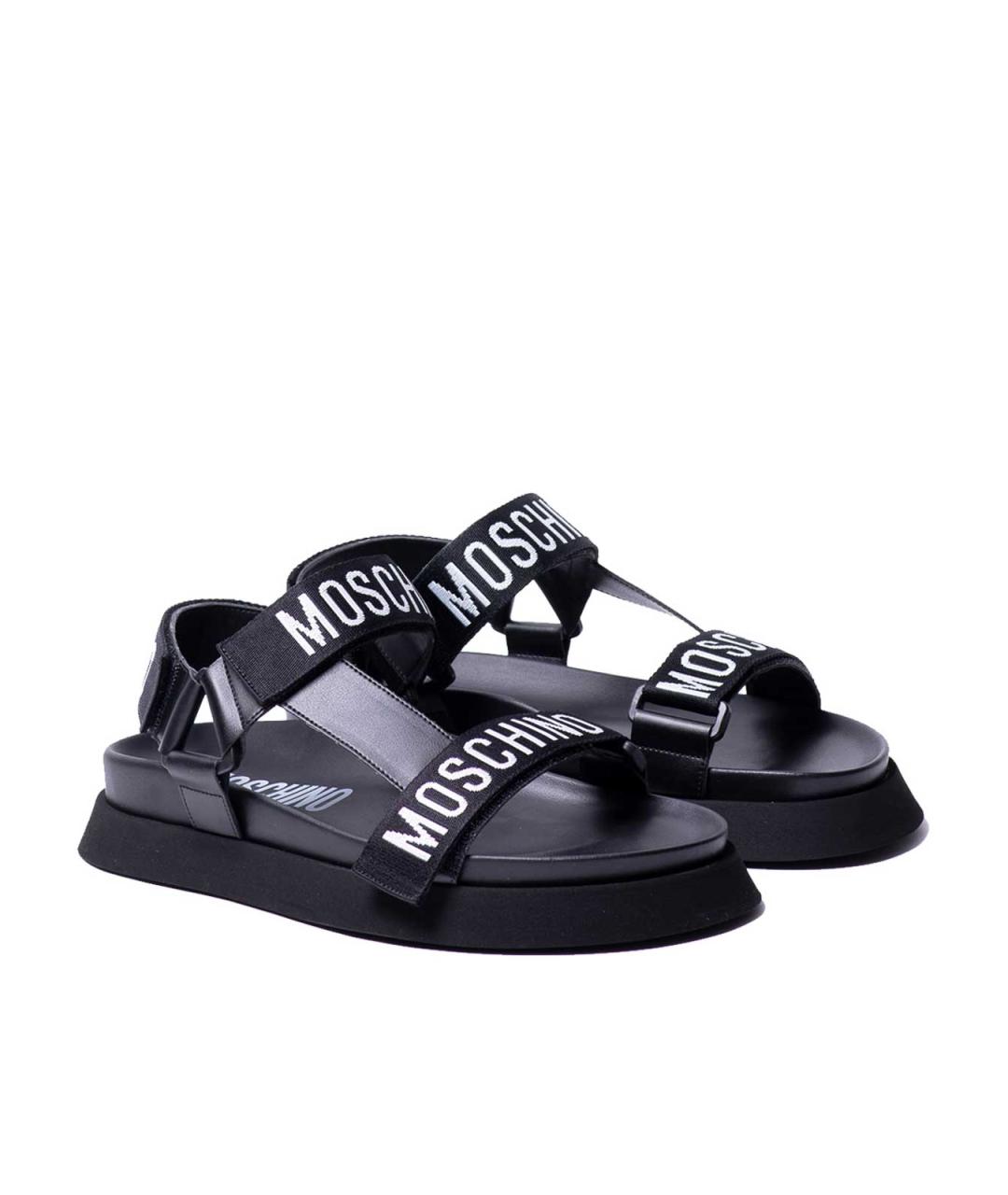 MOSCHINO Черные кожаные сандалии, фото 2