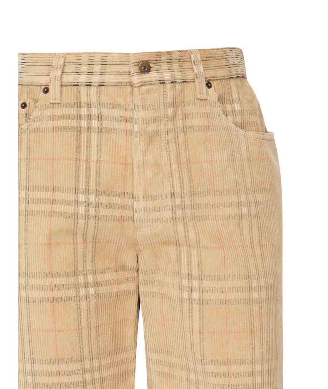BURBERRY Бежевые кожаные повседневные брюки, фото 2