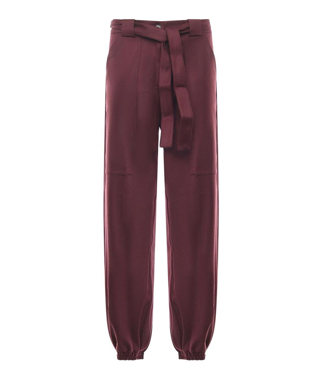 PINKO Бордовые полиэстеровые брюки широкие, фото 1