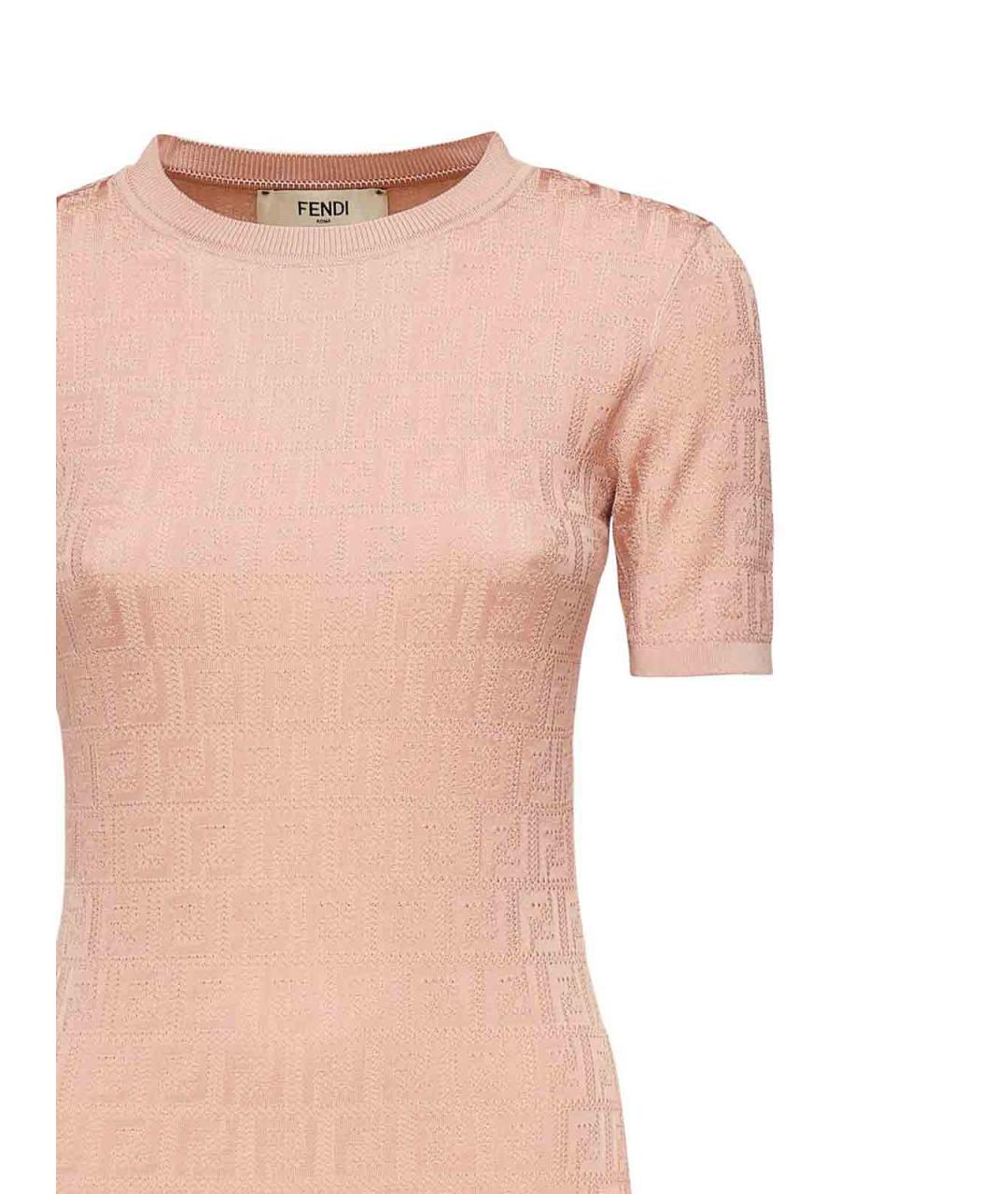FENDI Розовое хлопковое повседневное платье, фото 2