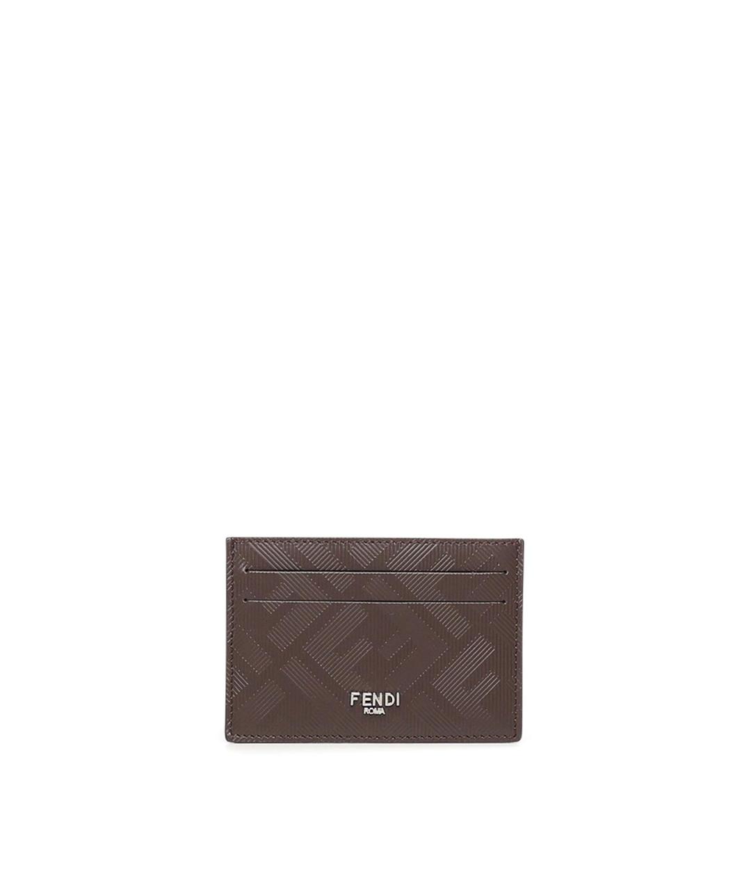 FENDI Коричневый кожаный кардхолдер, фото 1