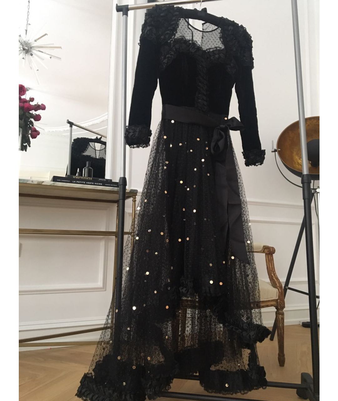 GIVENCHY VINTAGE Черное бархатное вечернее платье, фото 4